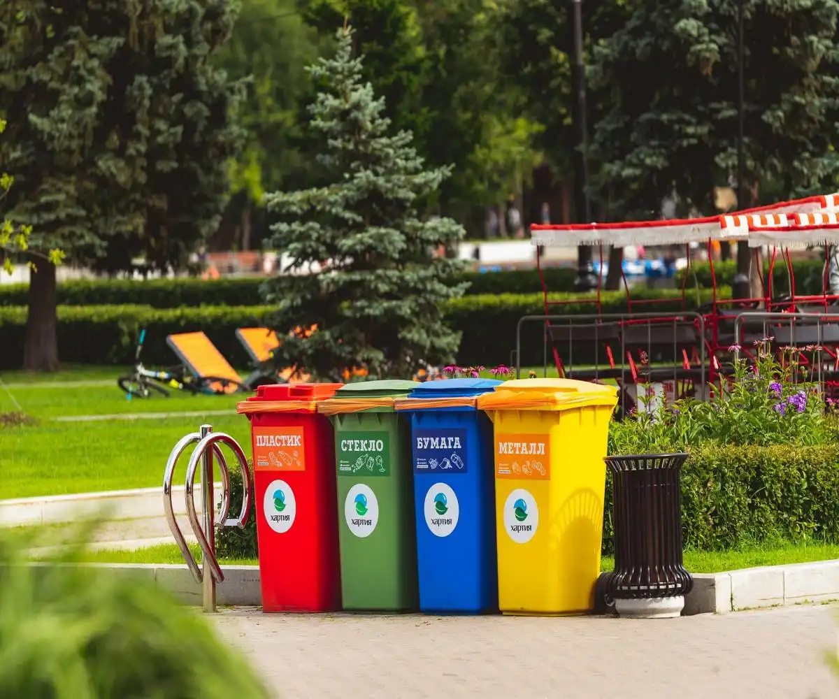 Multiple waste containers arranged together for skip bin hire townsville